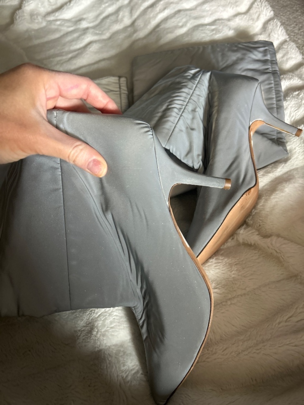 Yeezy season 2 chrome reflective above the knee stiletto boots - Picture 4 of 7